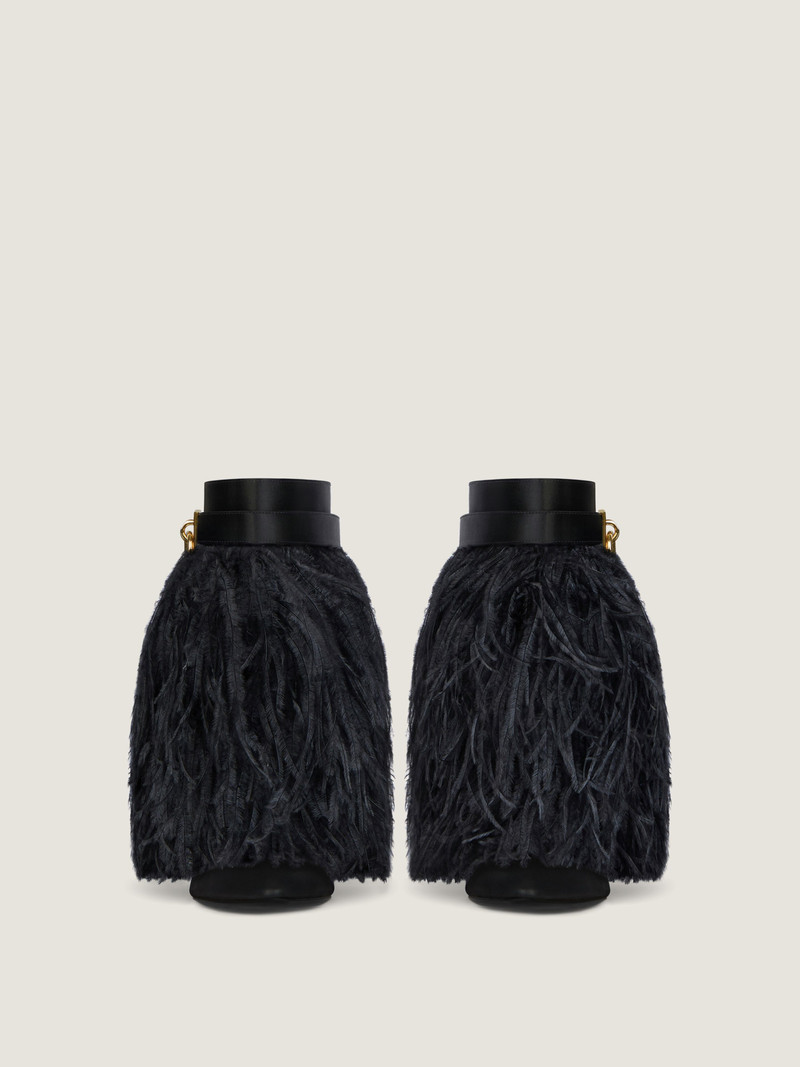Givenchy SHARK LOCK STILETTO ANKLE BOOTS IN SATIN WITH FEATHERS outlook