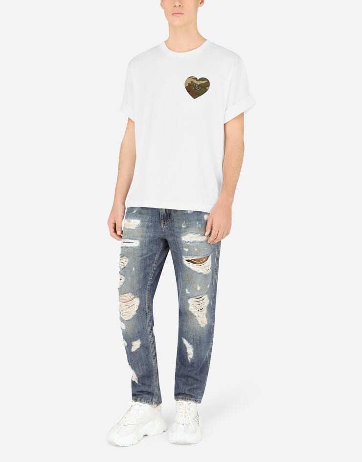 Loose blue wash jeans with rips - 6