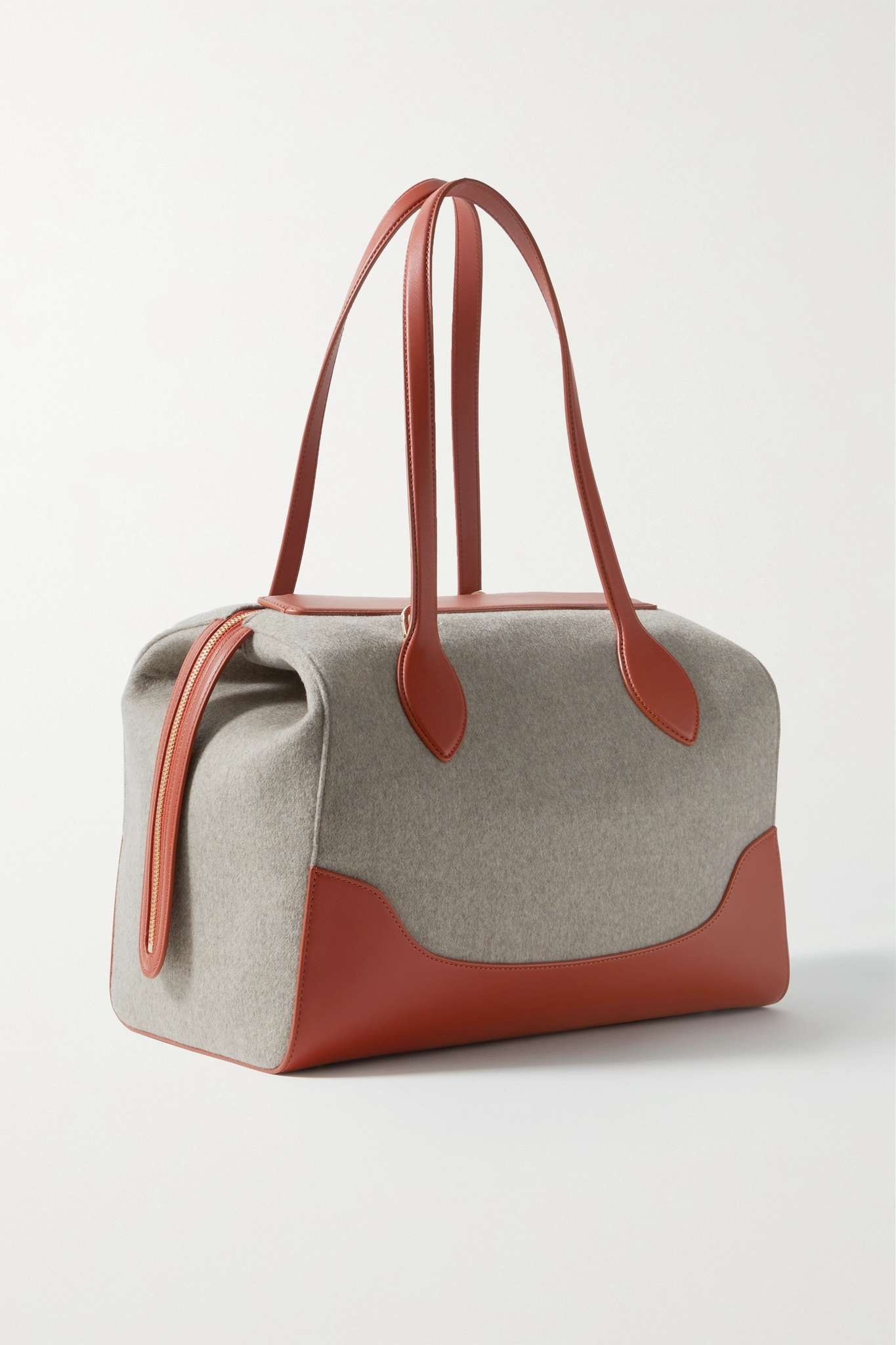 Happy Day large leather-trimmed felt tote - 3