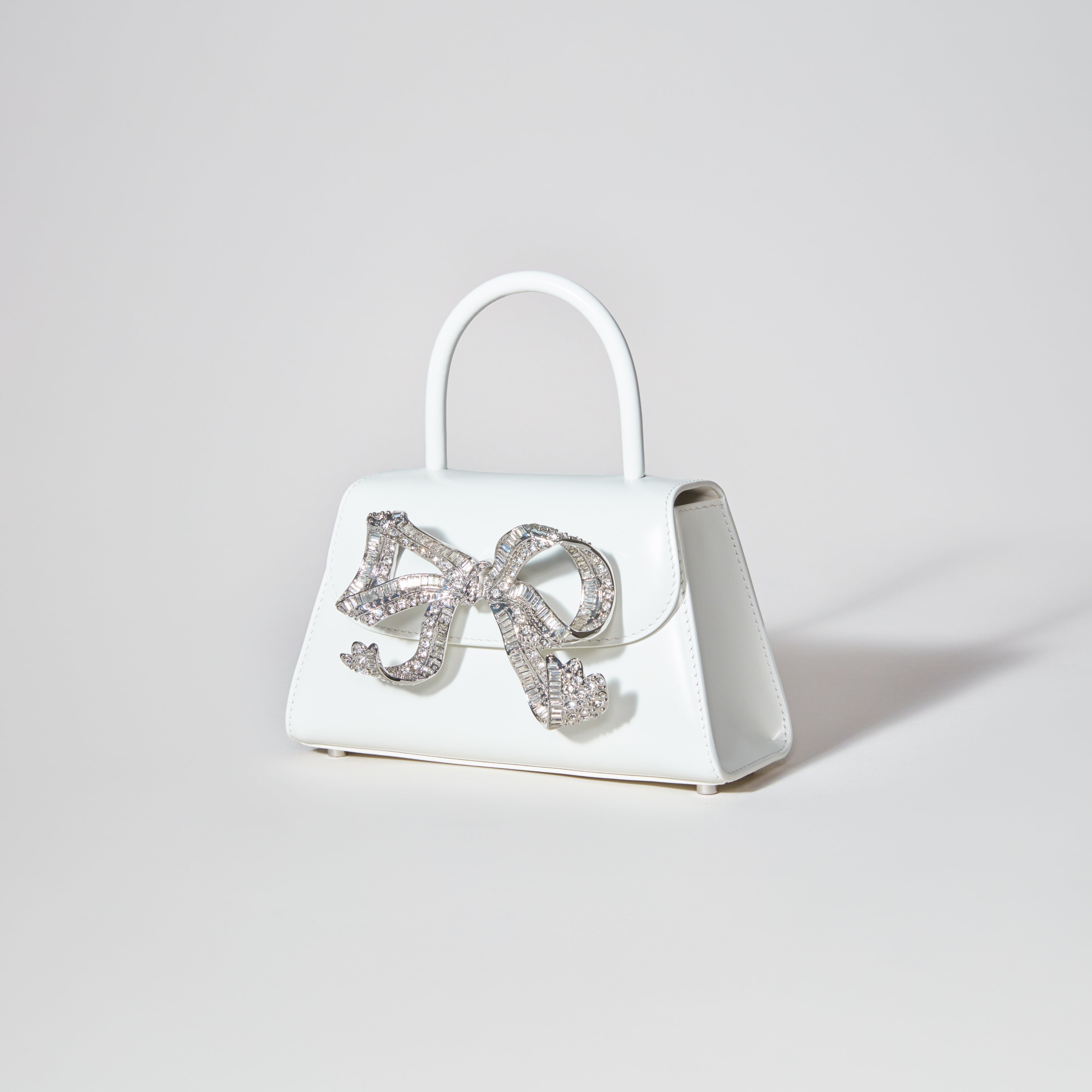 The Bow Mini in White with Diamanté - 2
