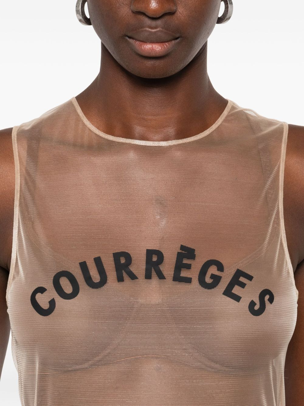 logo-print tulle top - 5