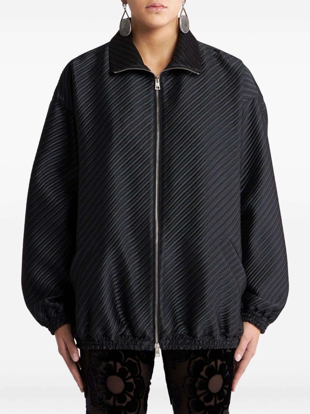 striped-jacquard bomber jacket - 3