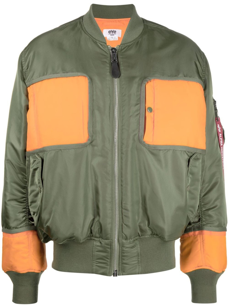 colour-block panelled bomber jacket 1