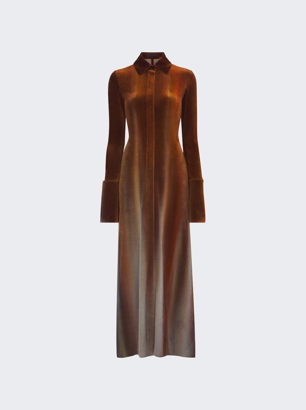 Ice Dyed Velvet Shirt Dress Umber - 1