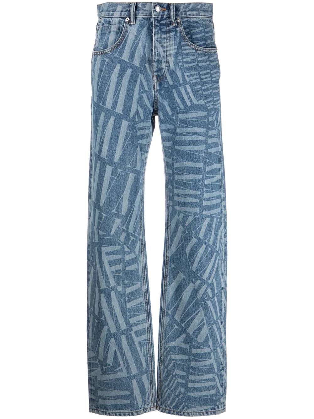 awny logo-print straight-leg jeans - 1