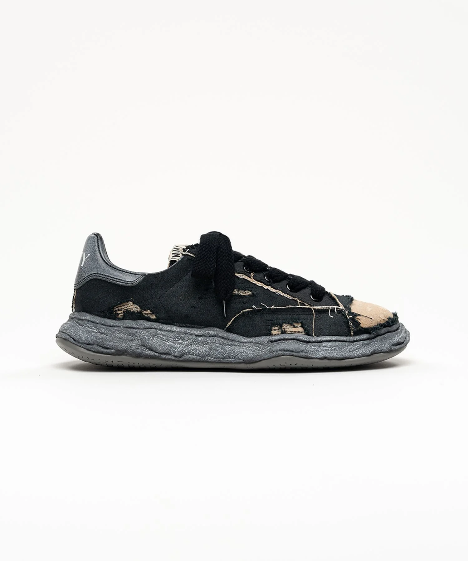 "CHARLES" OG Sole Ripped Overdye Canvas Low-top Sneaker - 1