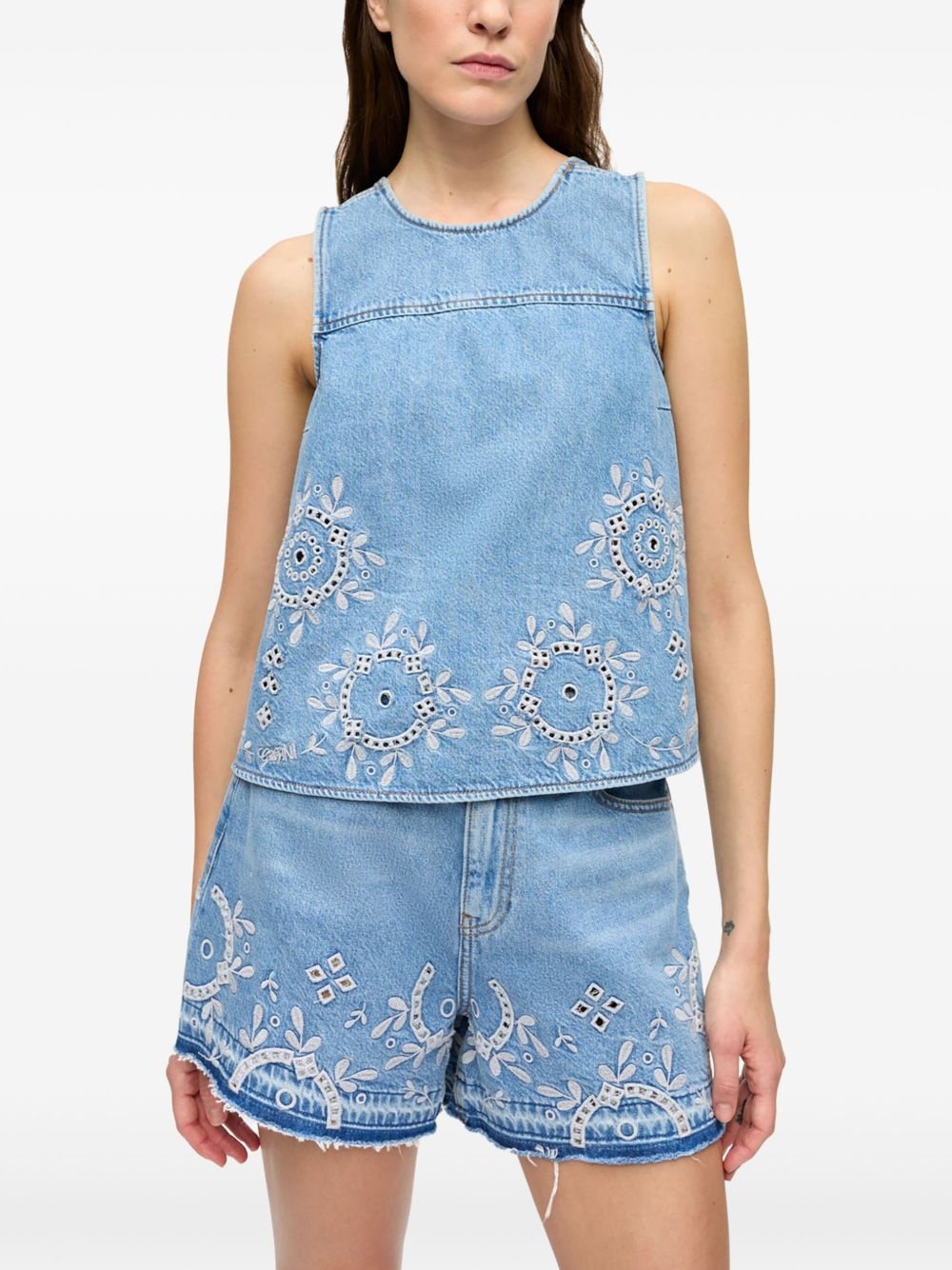 open-back denim top - 3