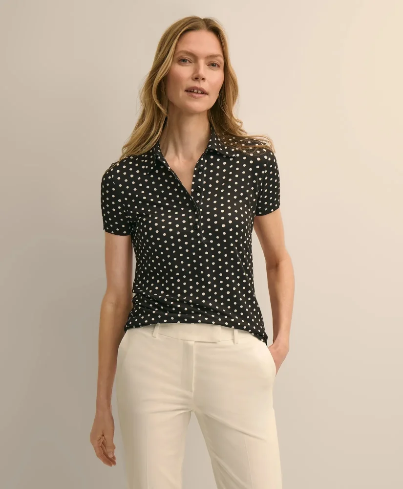 Jersey Dot-Print Polo Shirt - 1
