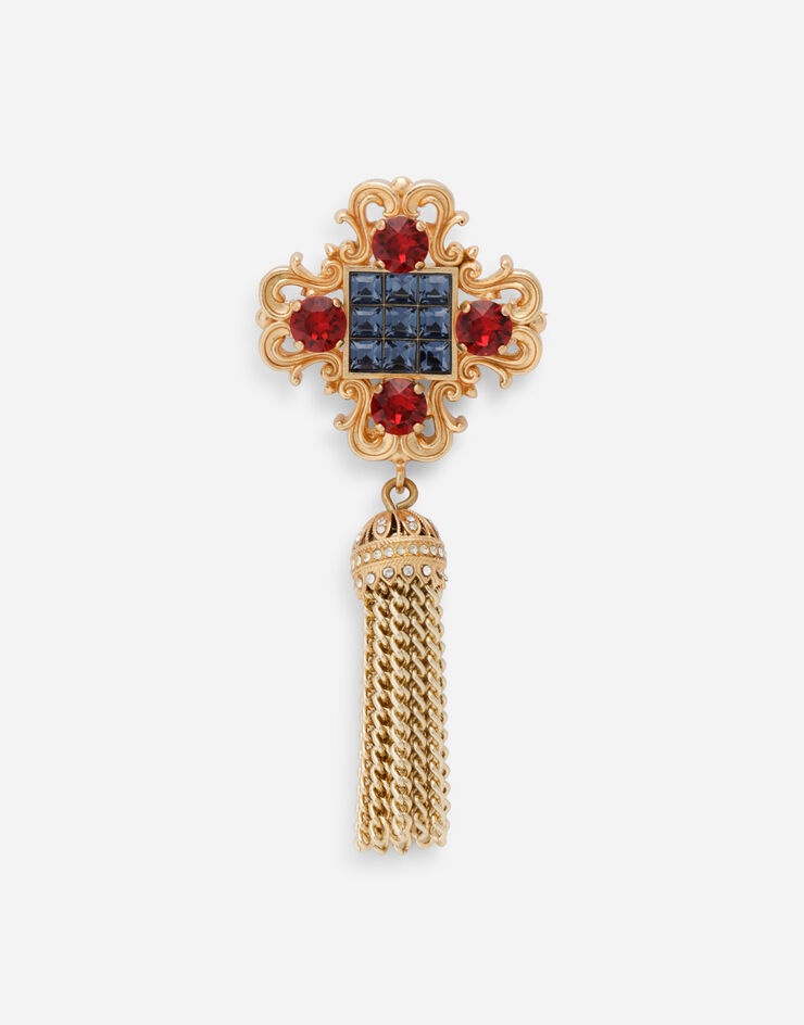 Brooch with rhinestones and tassel - 1