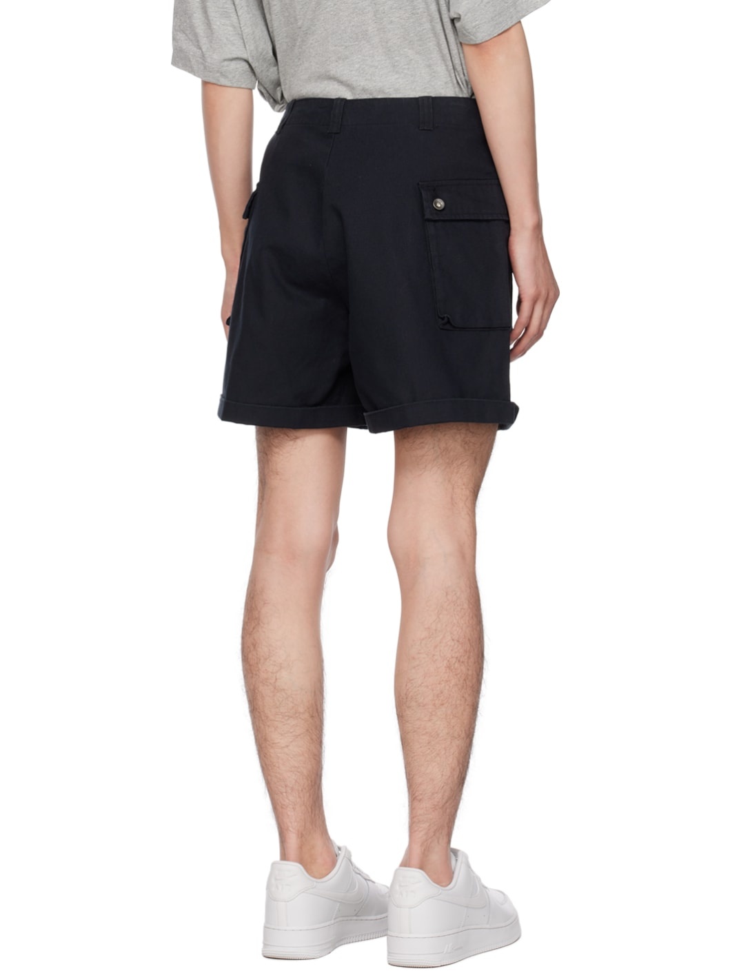 Black Embroidered Cargo Shorts - 3