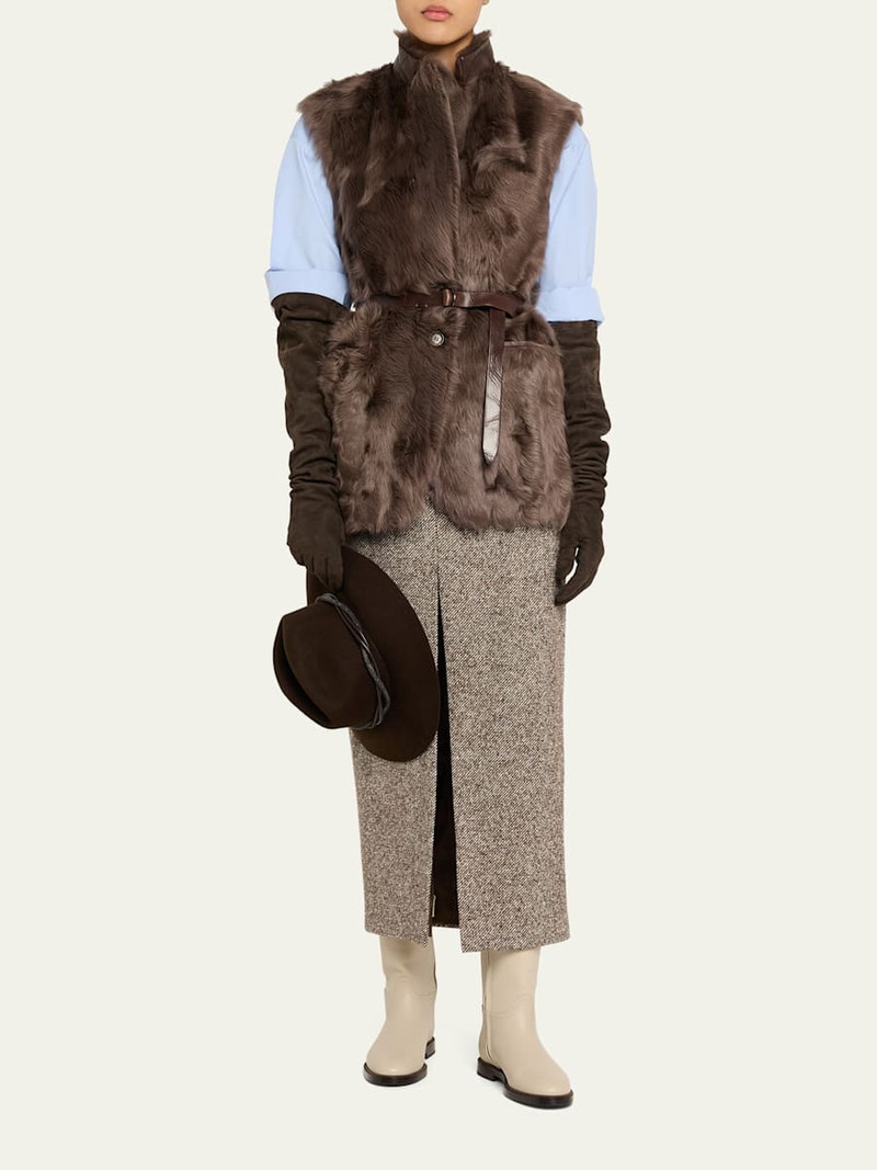 Brunello Cucinelli Capretta Lamb Shearling Belted Vest outlook