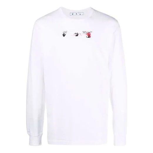 Men's Off-White Arrow Pattern Printing Long Sleeves Ordinary White T-Shirt OMAB001F21JER0050132 - 1