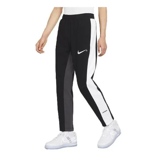 Men's Nike Sportswear Swoosh Contrast Color Stitching Knit Sports Pants/Trousers/Joggers Black DD598 - 1