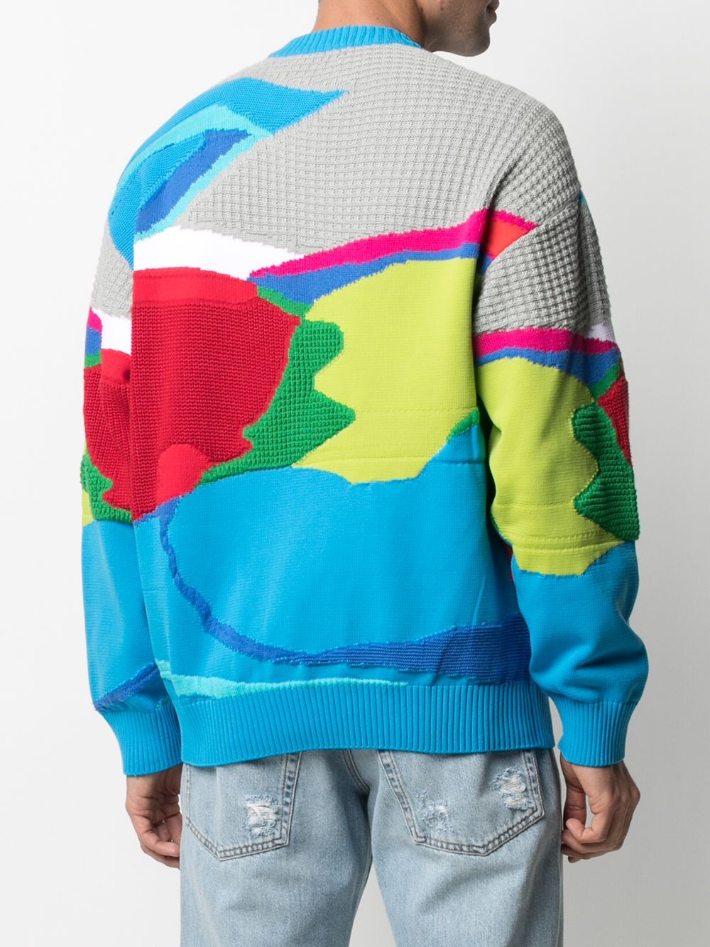 abstract-pattern crew neck jumper - 4