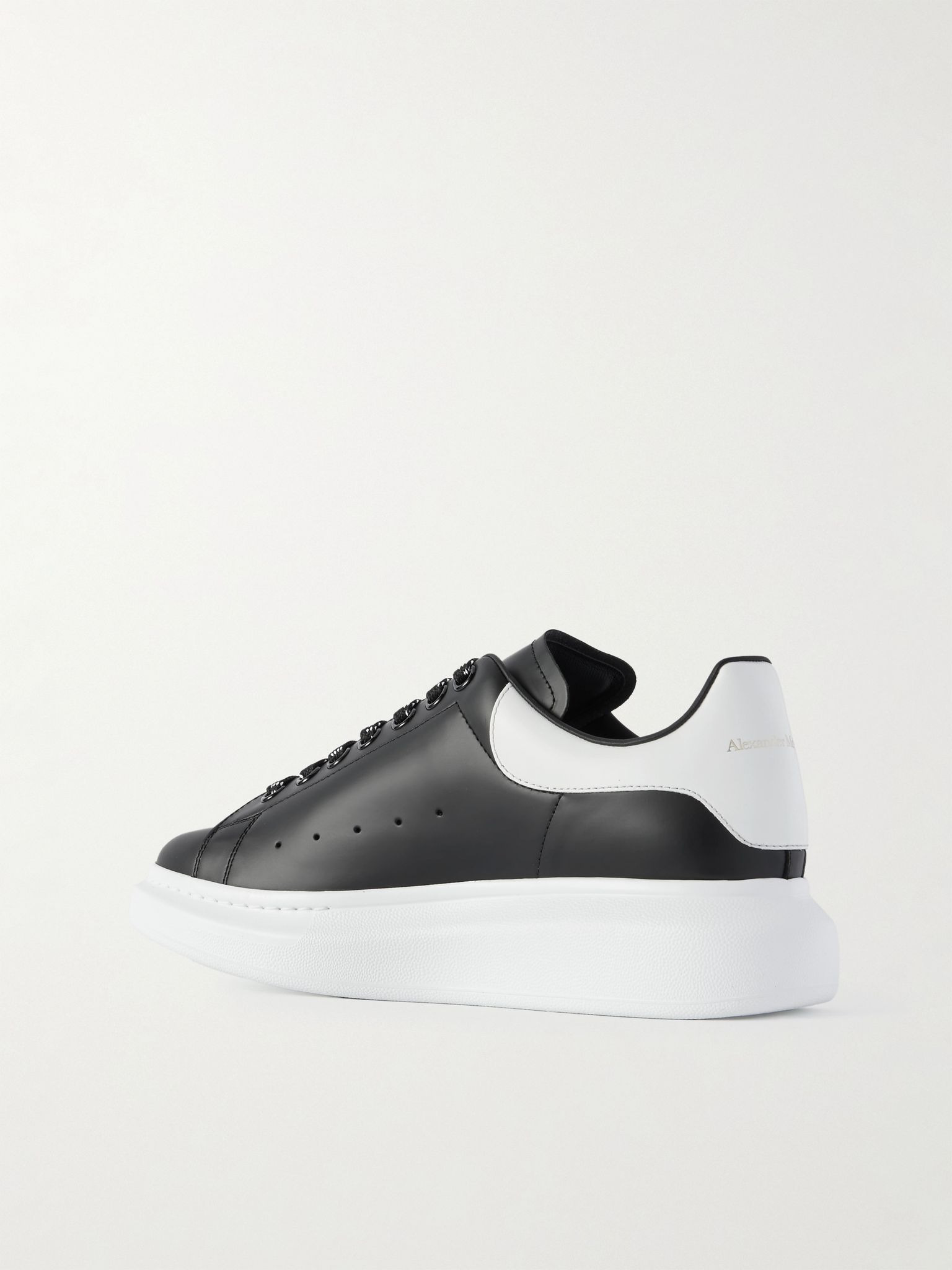 Exaggerated-Sole Studded Leather Sneakers Black - 4