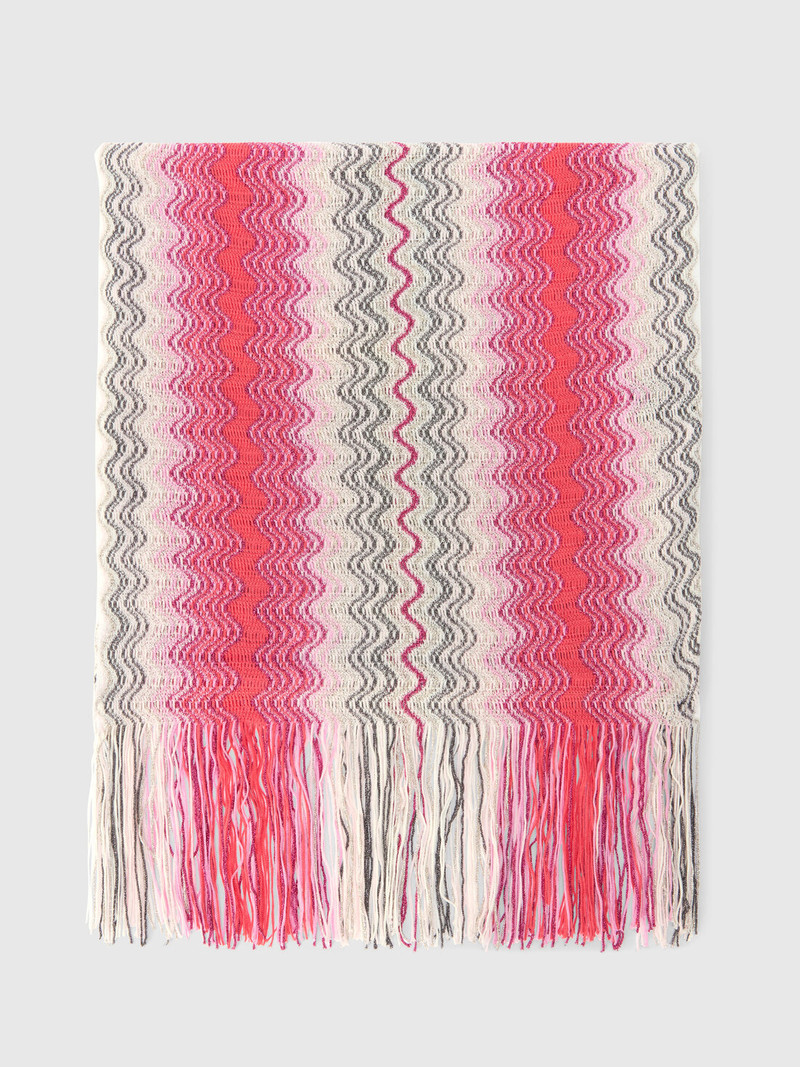 Cotton and viscose-blend scarf with fringes 1
