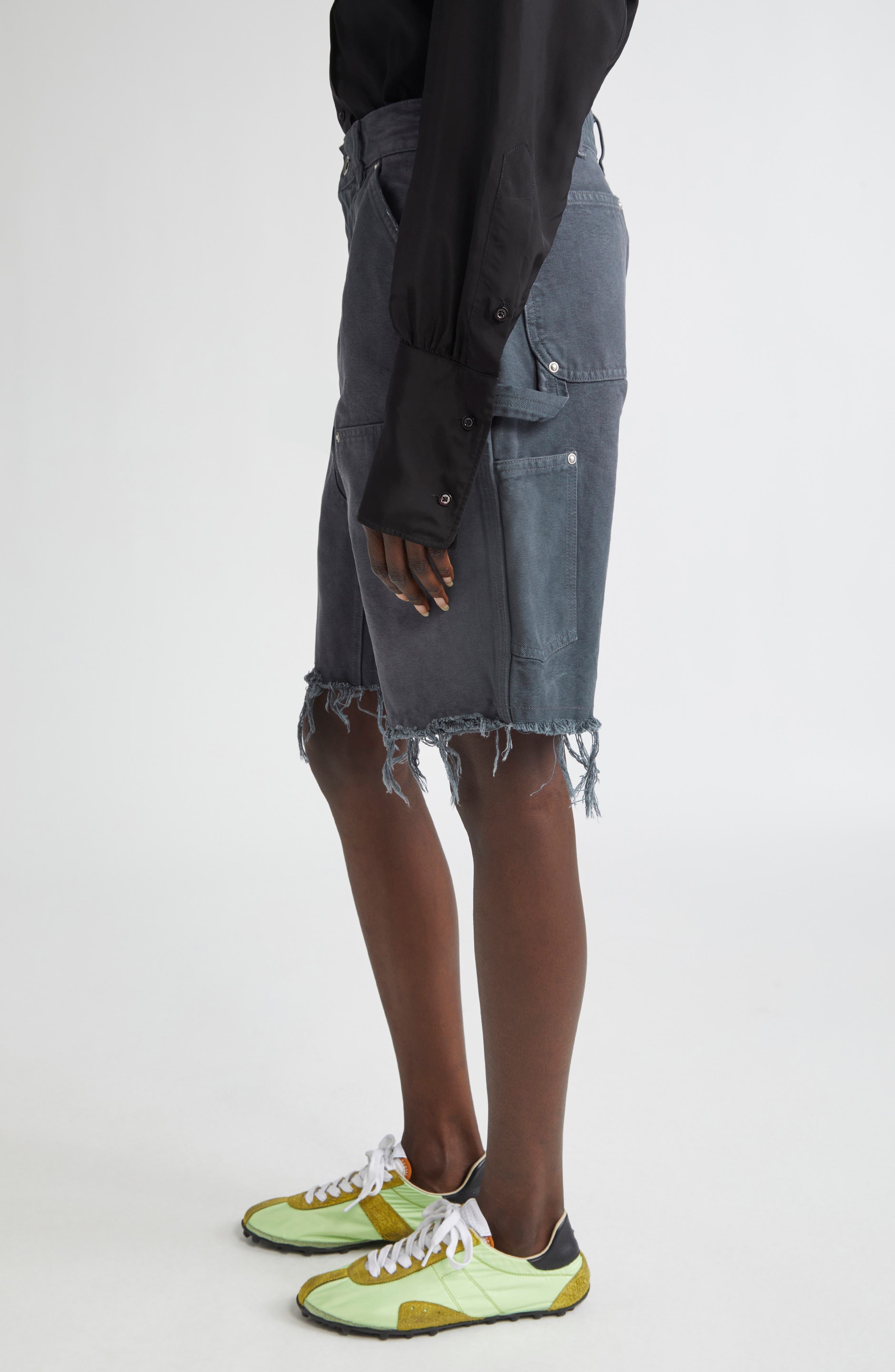 Maison Margiela Studded Denim Cutoff Carpenter Shorts in Grey at Nordstrom - 4