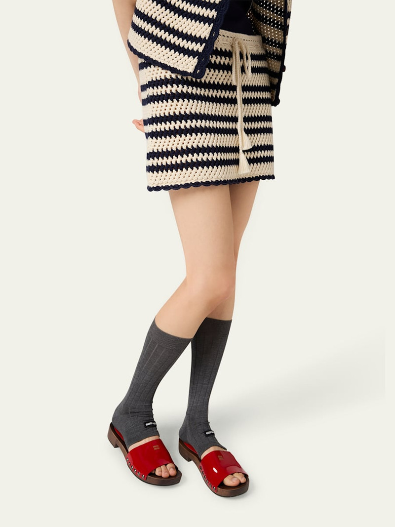 Miu Miu Striped Cotton Crochet Mini Skirt outlook
