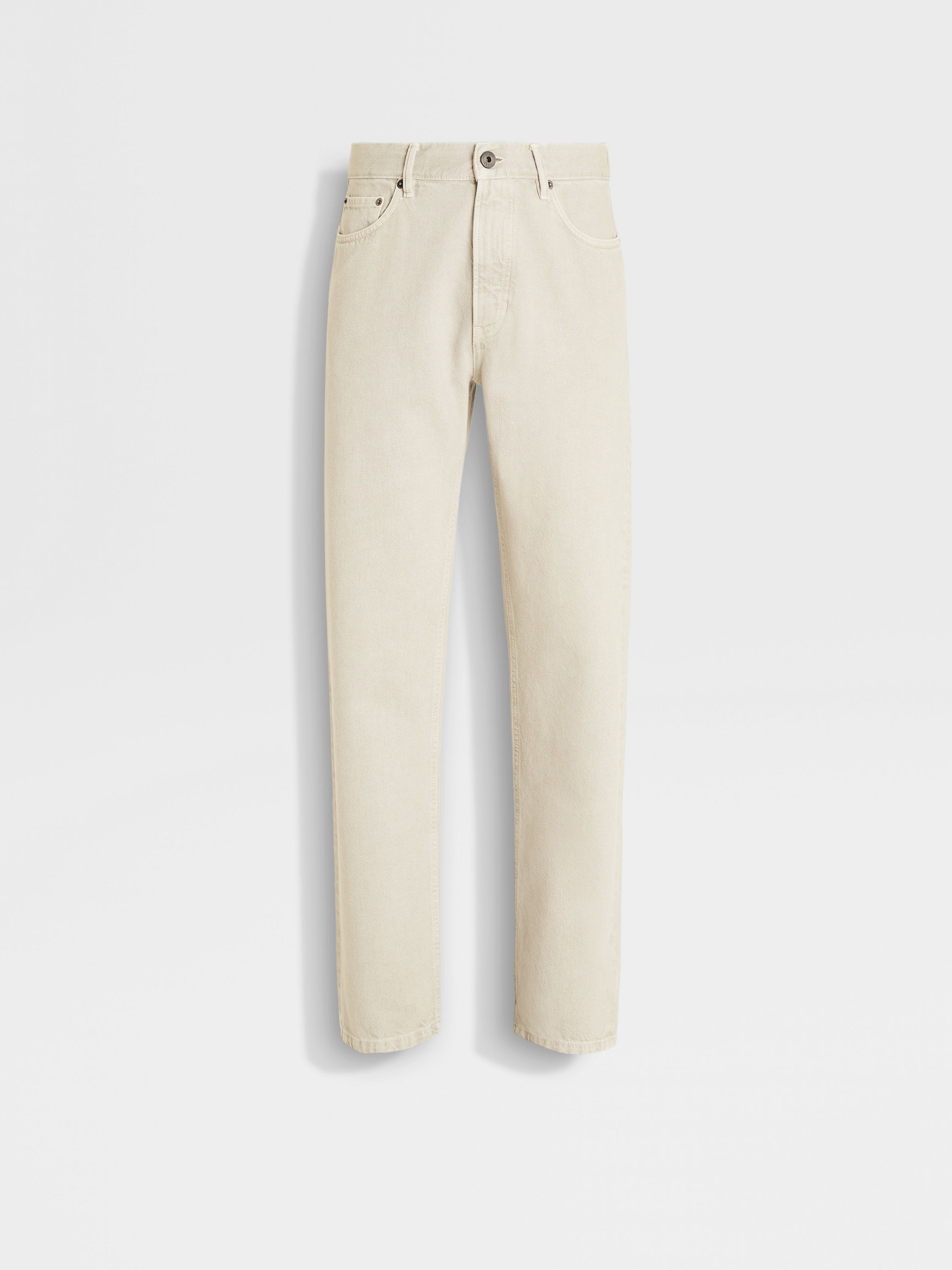 WHITE COTTON ROCCIA JEANS - 1