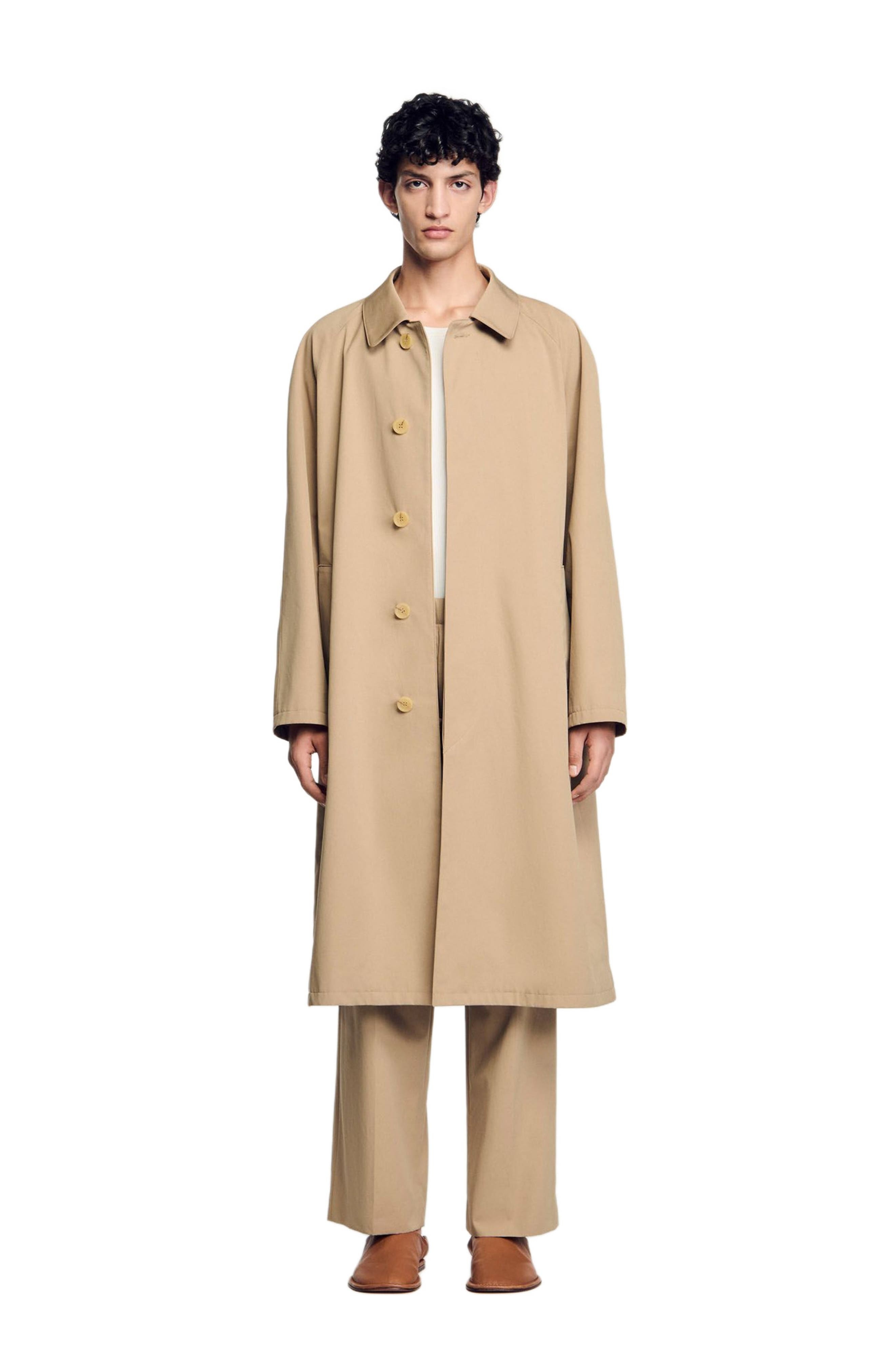SANDRO Long coat in Sand. at Nordstrom - 1