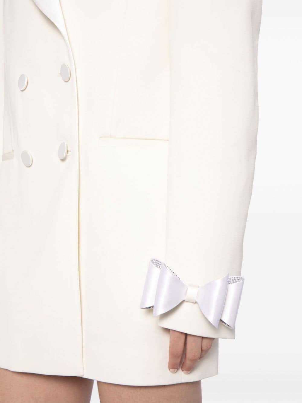 bow-embellished wool blazer dress - 5