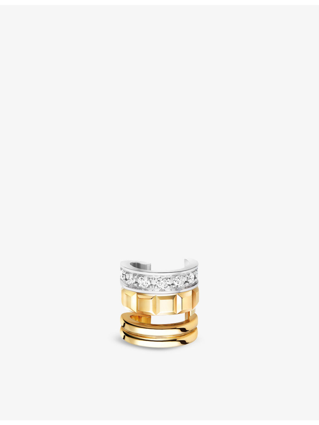 Quatre Radiant Edition 18ct yellow-gold, 18ct white-gold and 0.14ct round diamond clip-on earring - 2