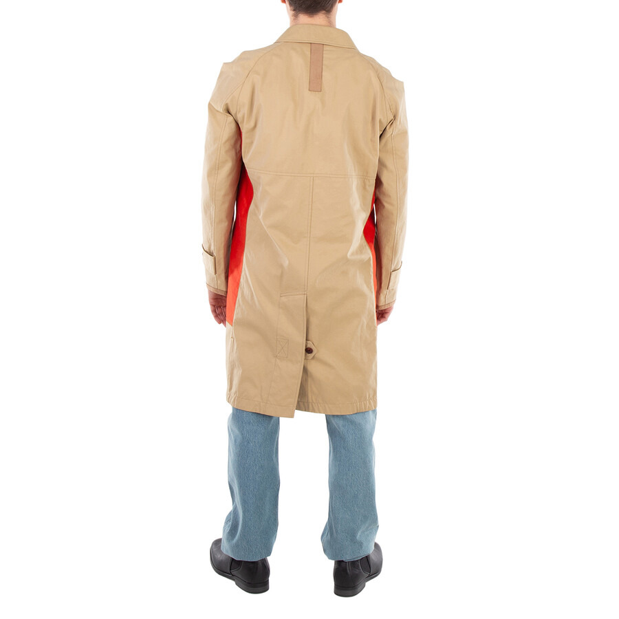 Junya Watanabe Orange X Beige Color Block Trench Coat - 3