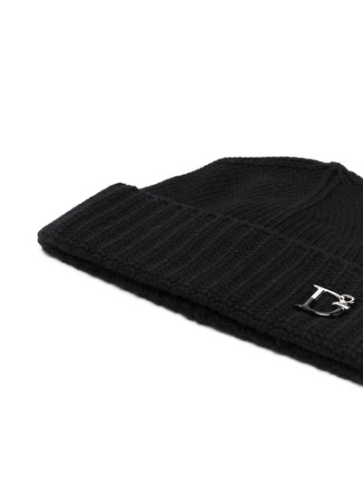 DSQUARED2 monogram-plaque knitted beanie outlook