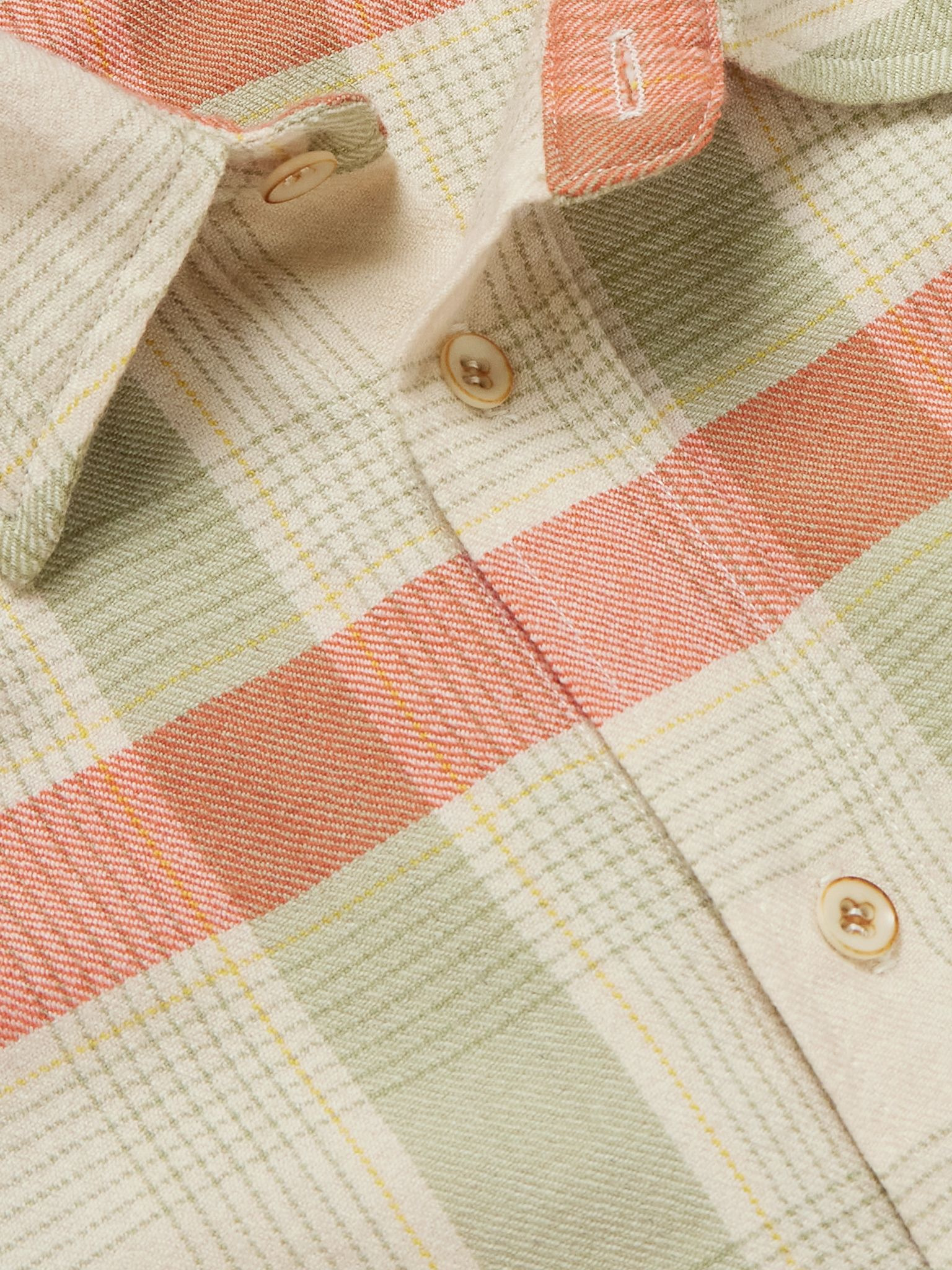 Checked Cashmere and Wool-Blend Shirt Green - 4