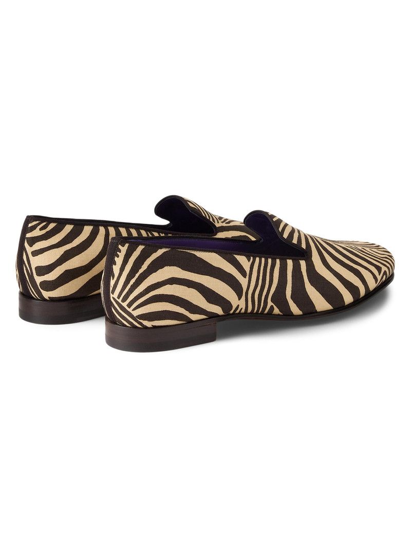 Men's Alonzo Zebra-Print Linen Slippers - Black Cream 3