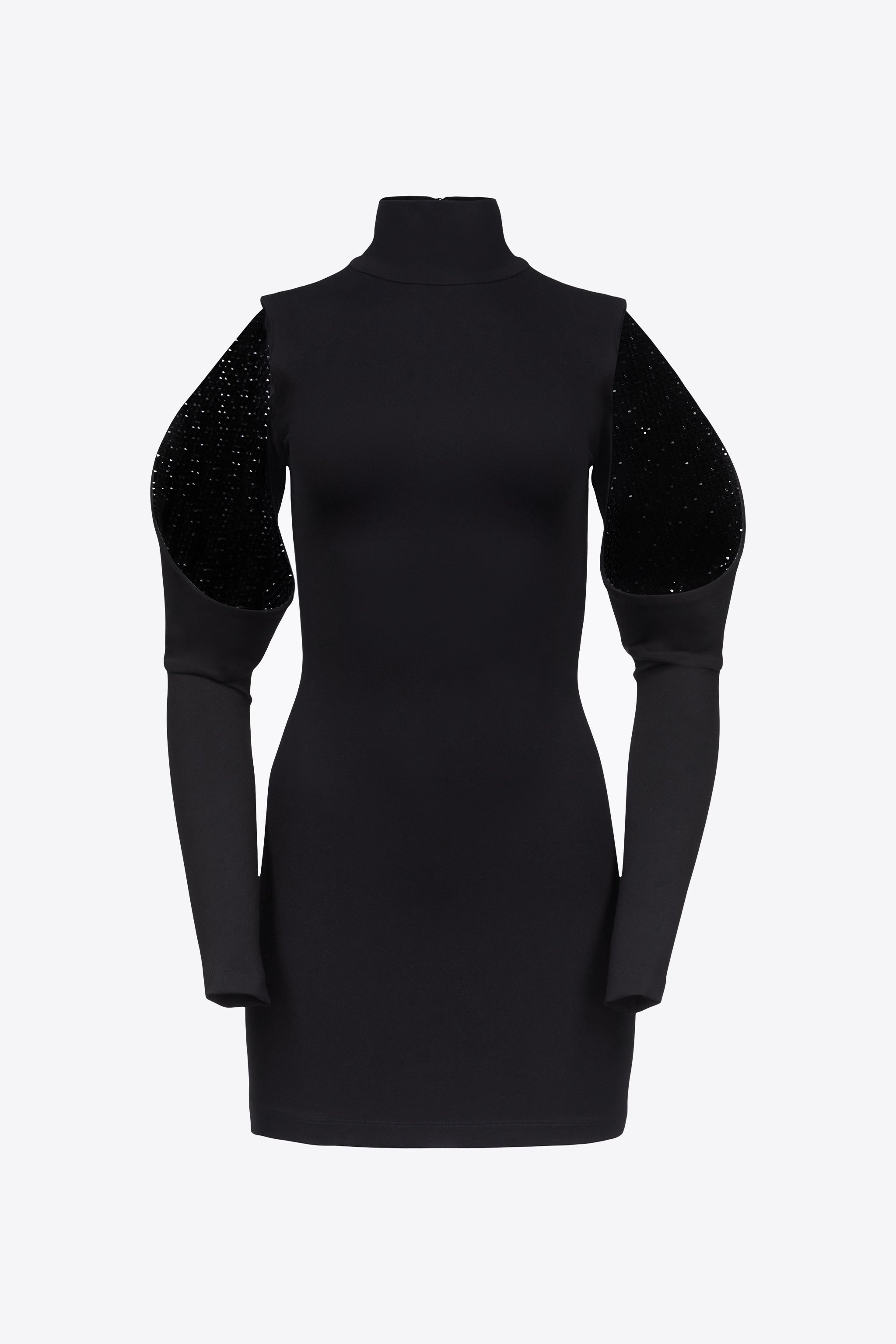 CRYSTAL EMBELLISHED COLD-SHOULDER DRESS - 1