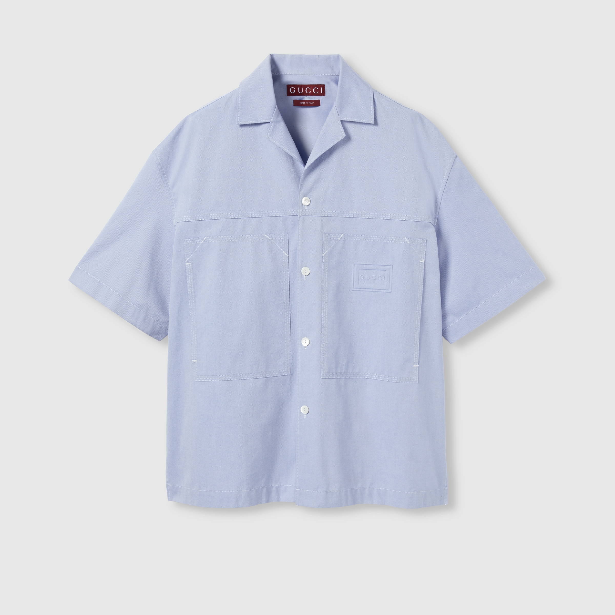 Oxford cotton shirt with embossed label - 1