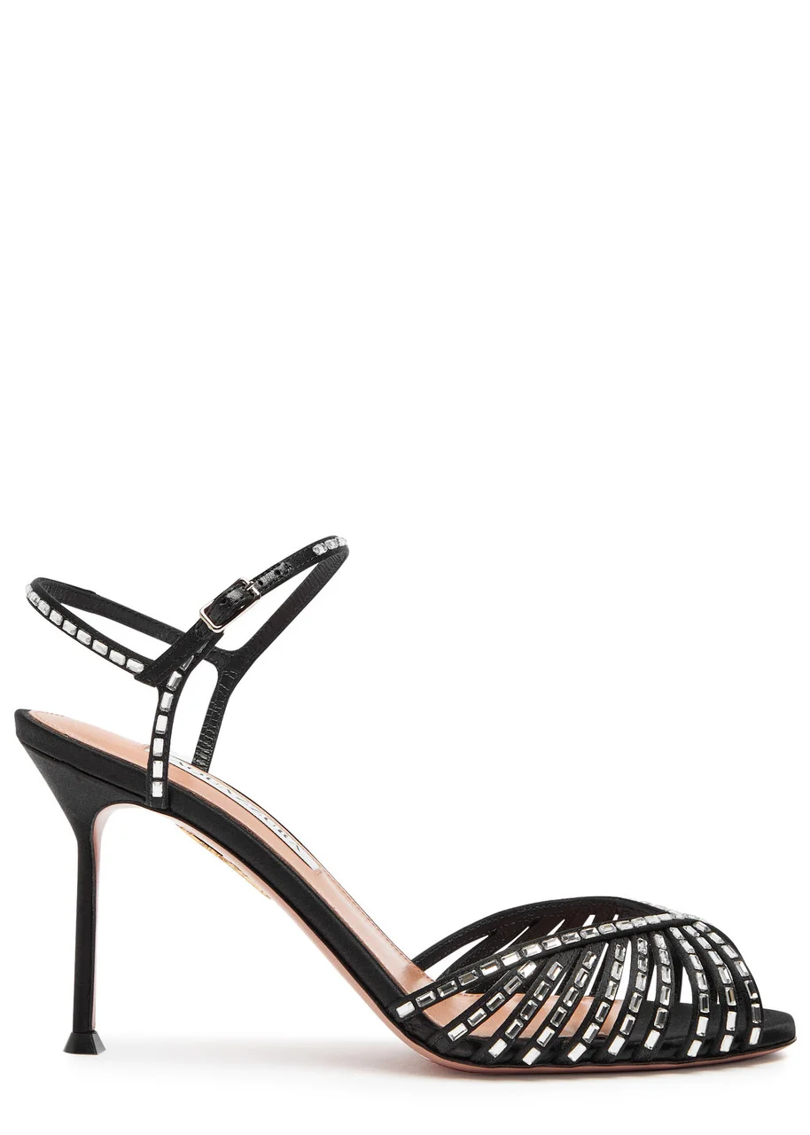Aquazzura Hold Me Crystal 85 Embellished Satin Sandals - 1