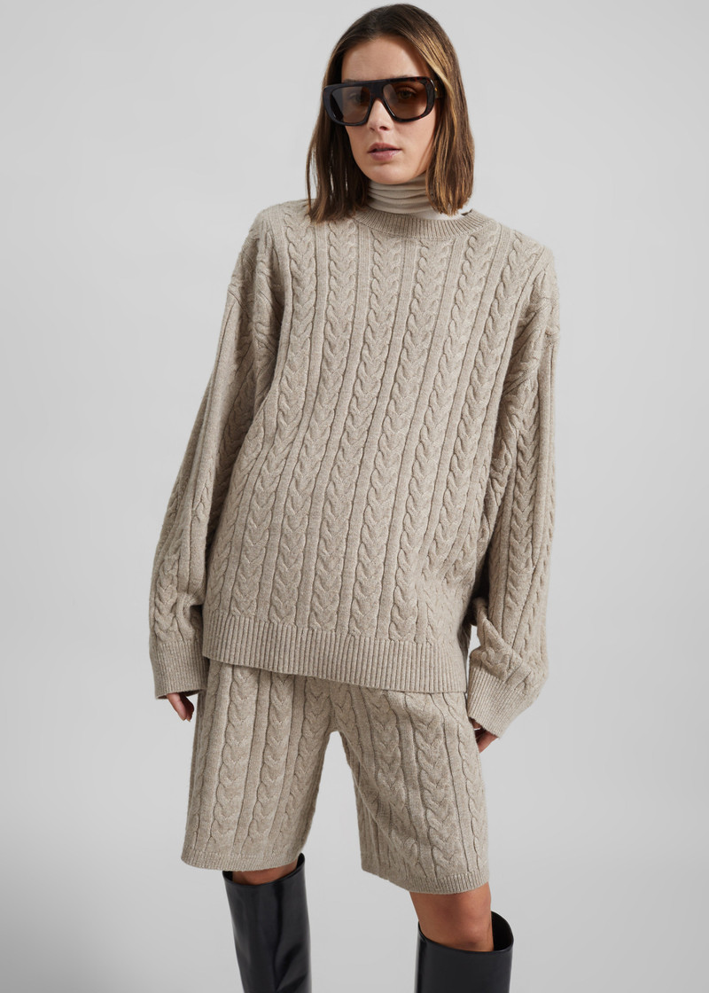 Karmoy Cable Knit Shorts - Beige 3