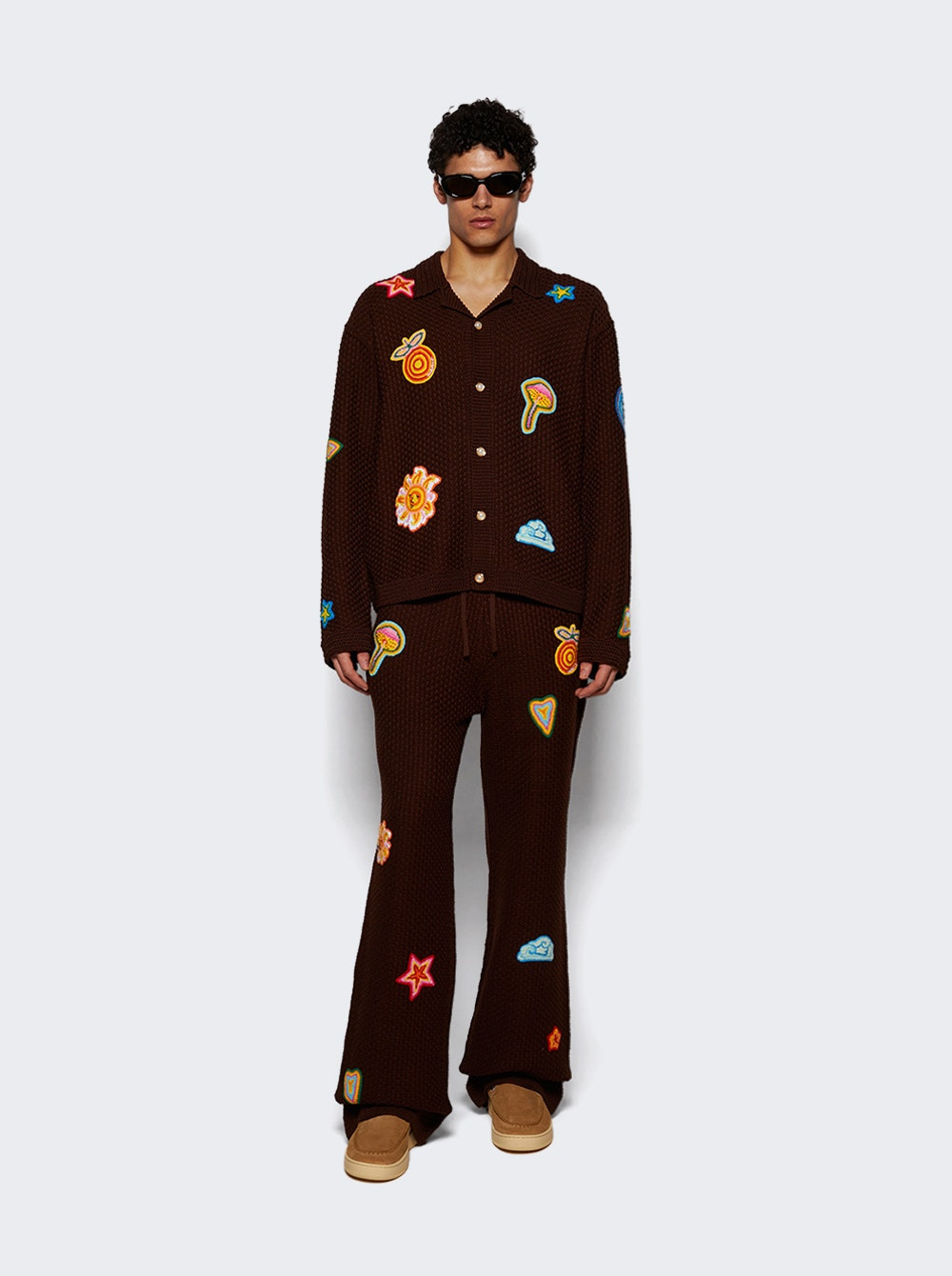 Crochet Trousers With Patches Brown - 5