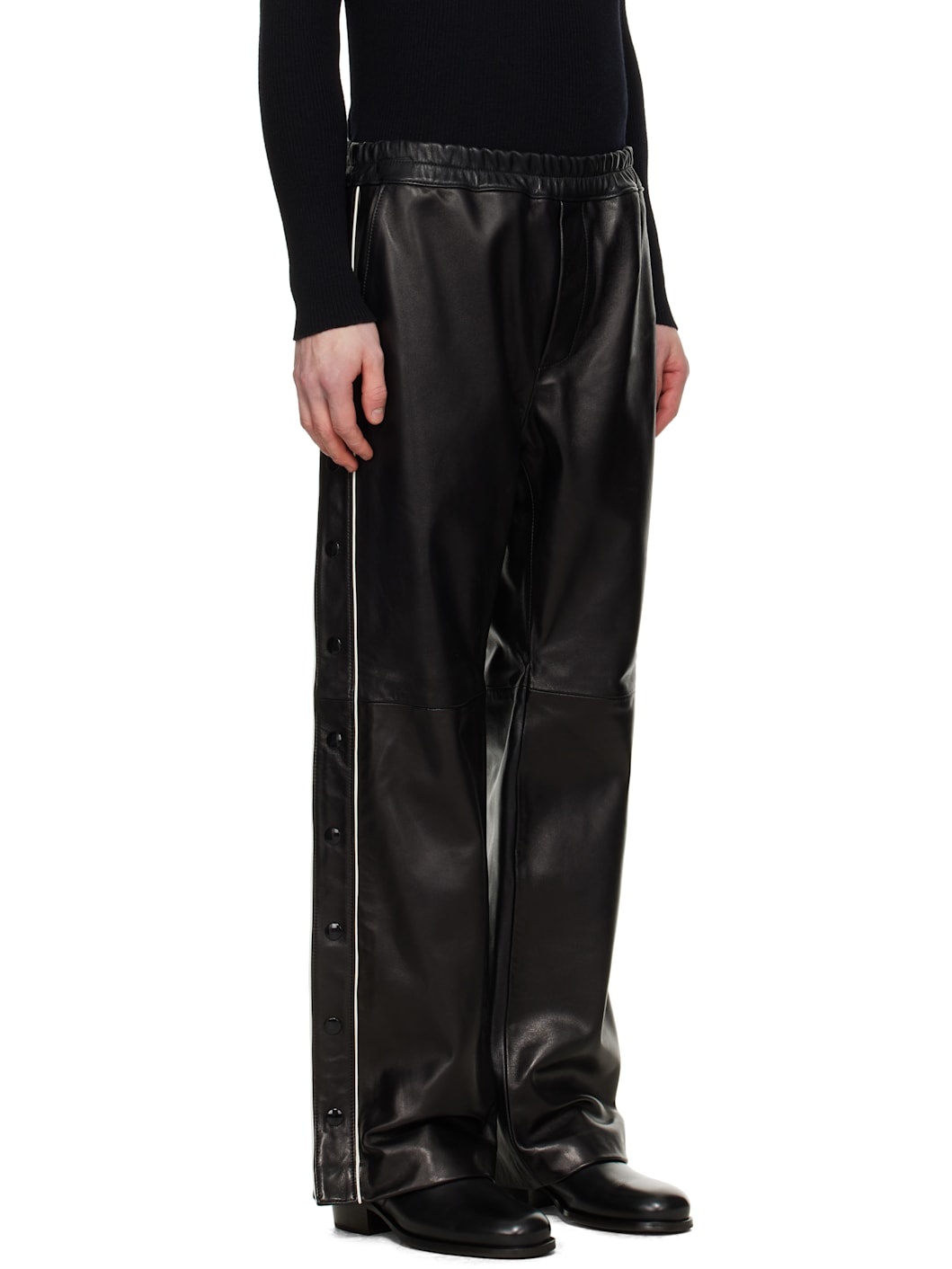 Black Warm Up Leather Pants - 2