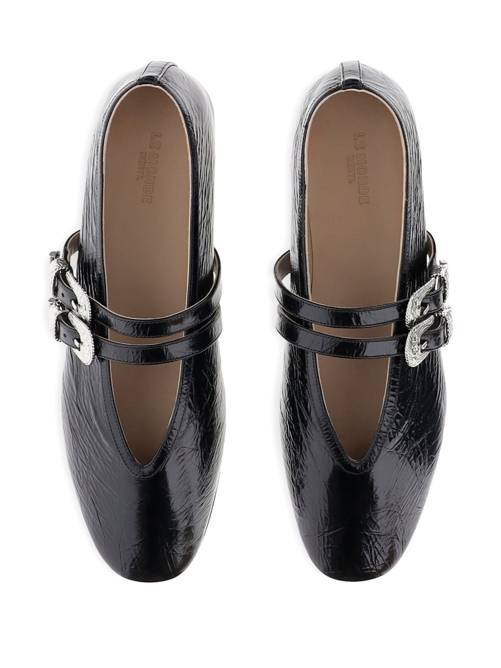 buckle-detail leather flats - 4
