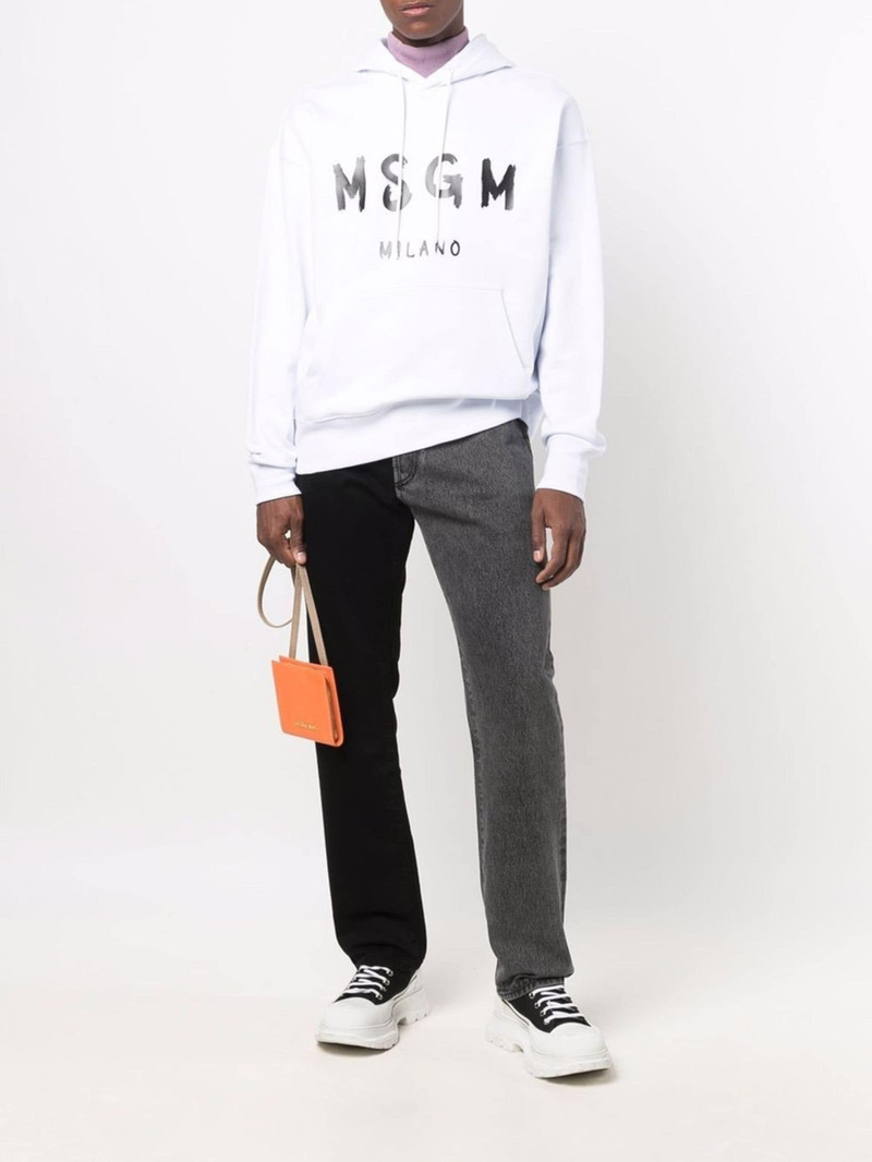 MSGM logo-flocked 코튼 후드 outlook