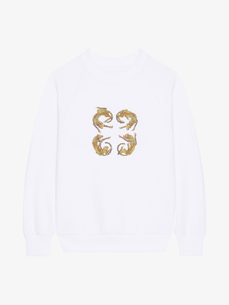 SLIM FIT SWEATSHIRT IN FLEECE WITH 4G LEOPARD PRINT 1