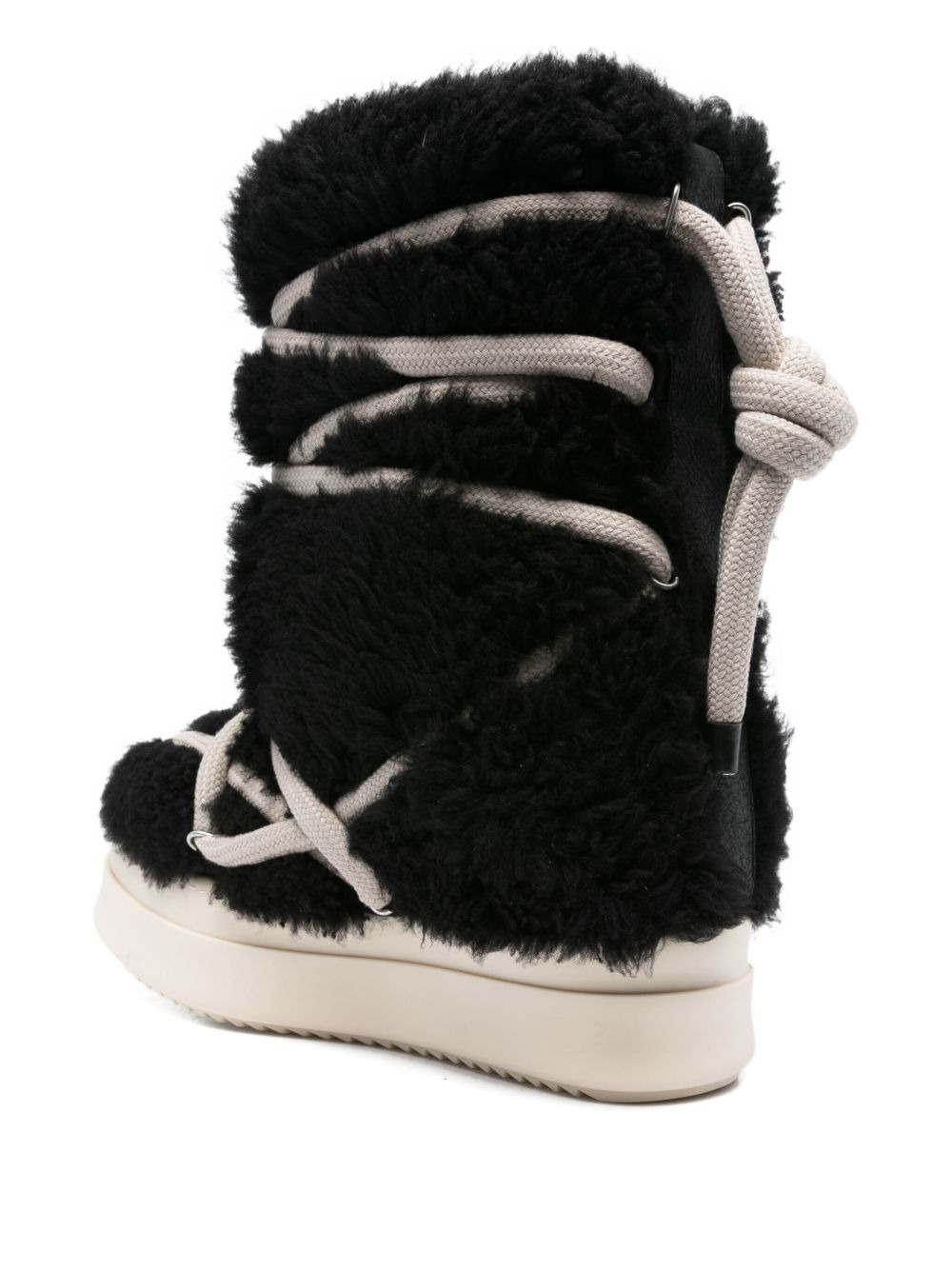 lace-up shearling boots - 3