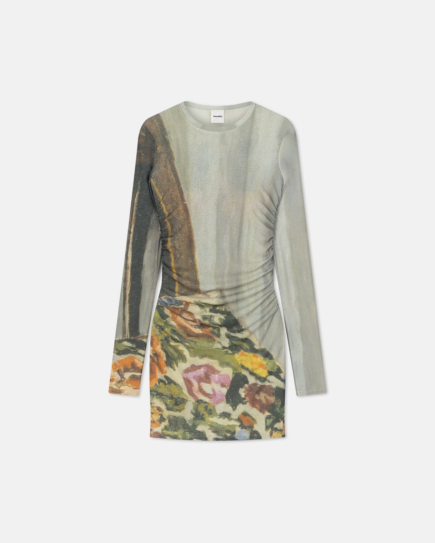 Printed Mesh Jersey Mini Dress - 4