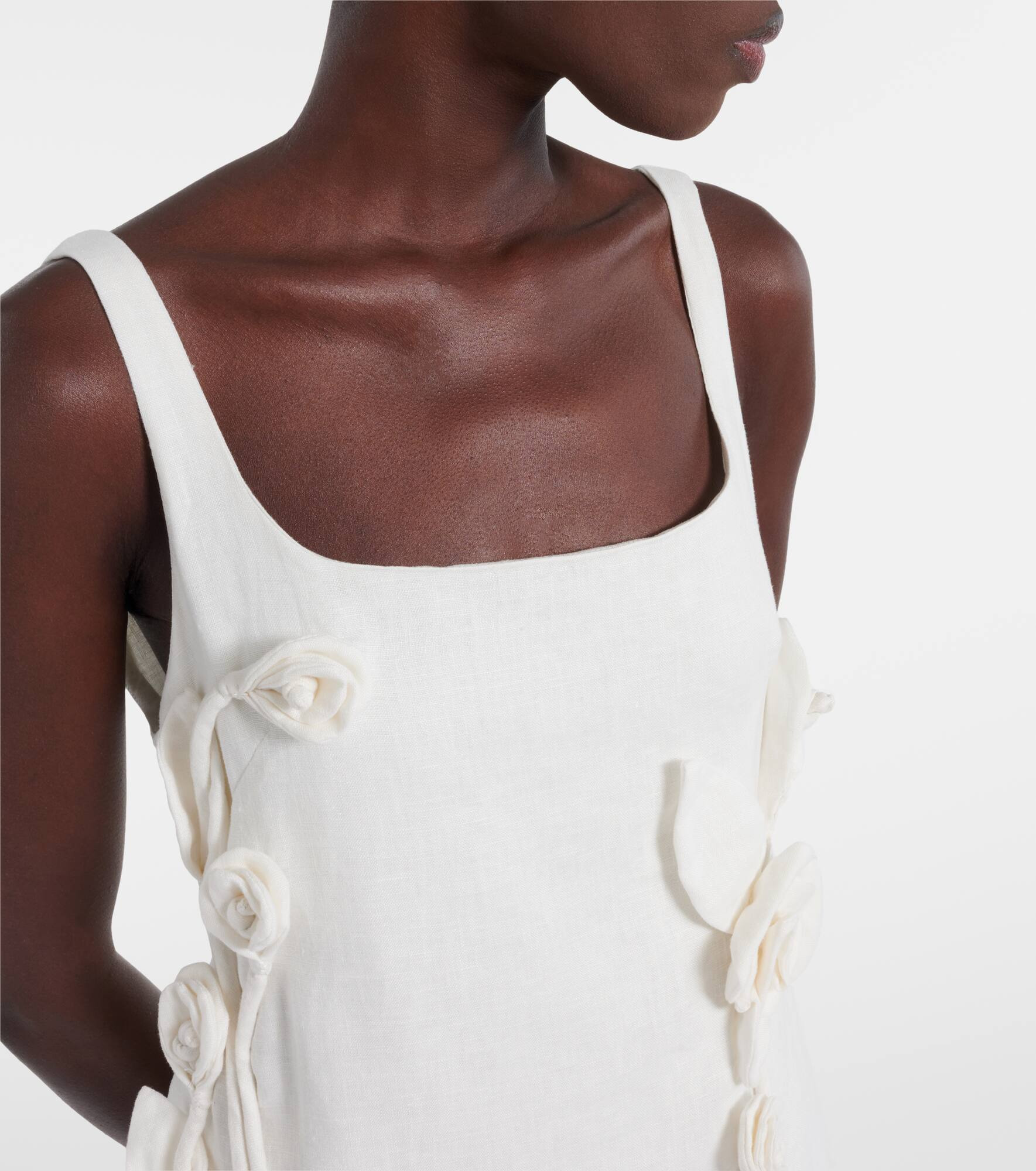 Floral-appliqué linen minidress - 4