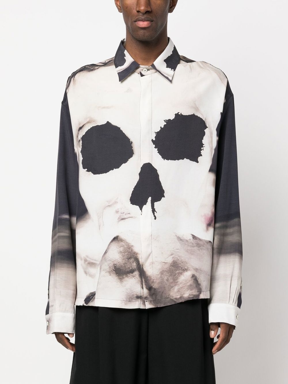 skull-print long-sleeve shrit - 3