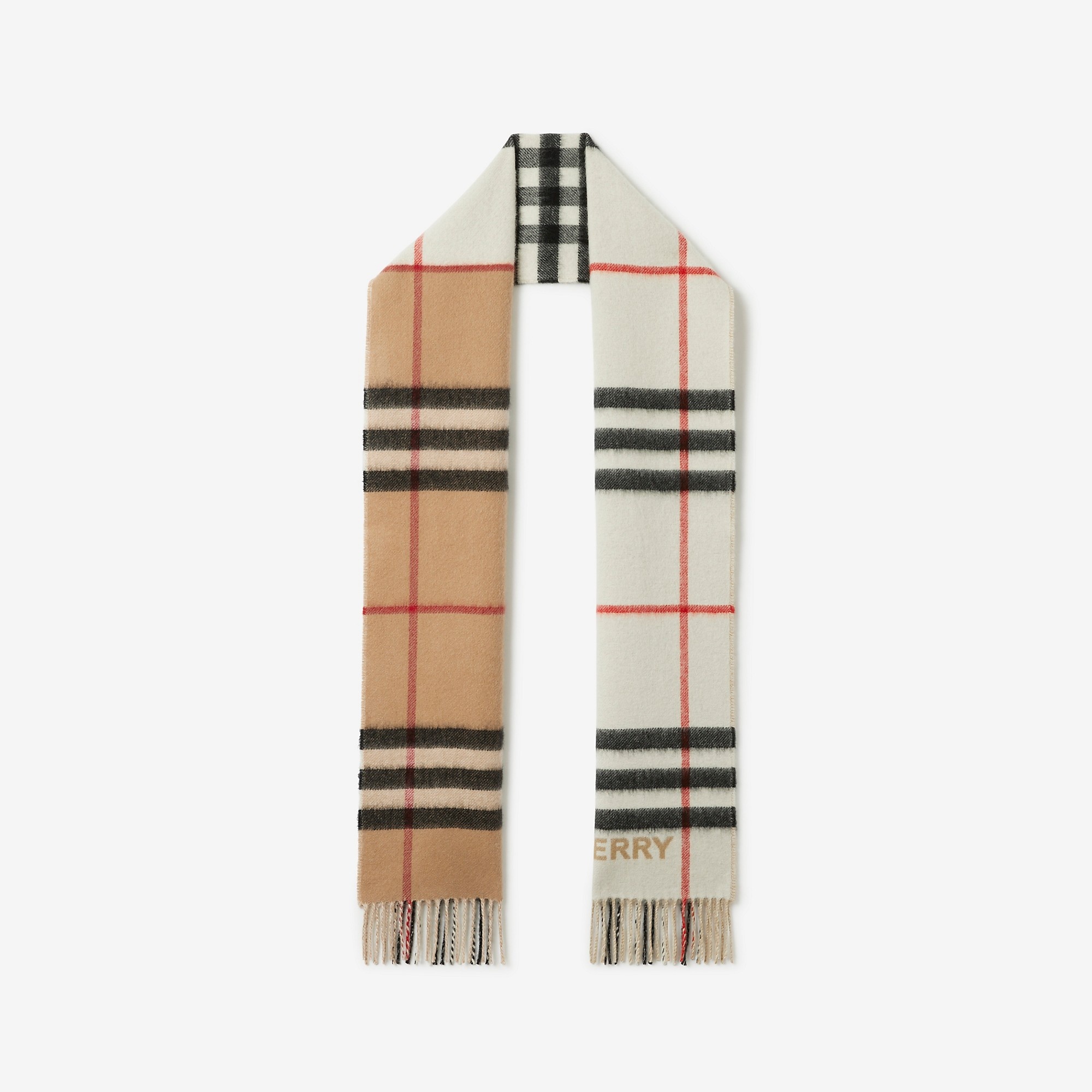 Contrast Check Cashmere Scarf - 6