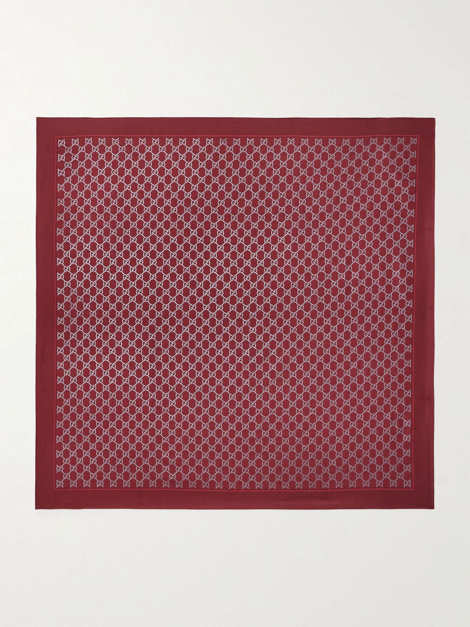 Printed metallic silk-twill scarf Red - 1