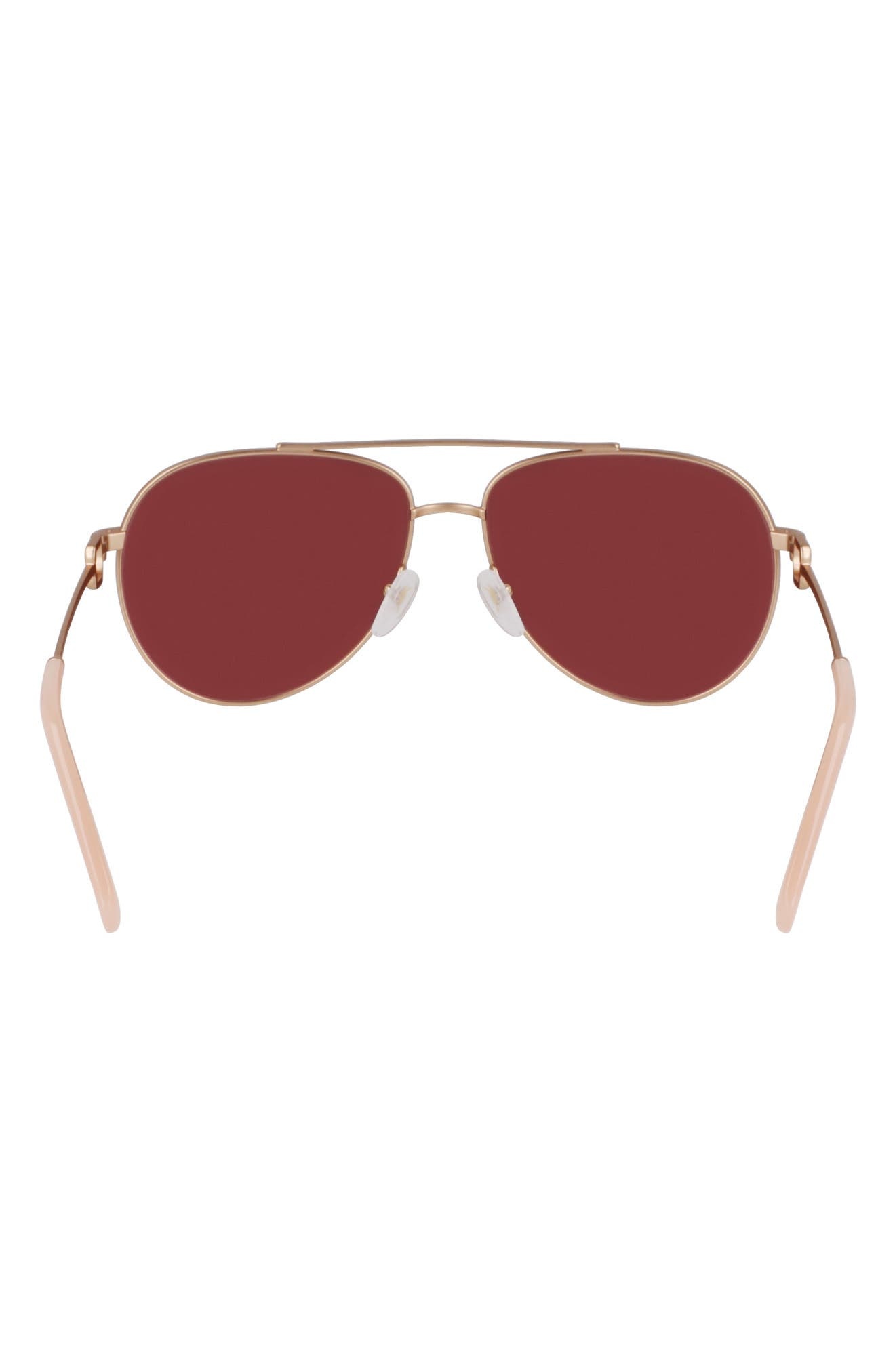 Longchamp Foulonn 58mm Aviator Sunglasses in Rose Gold/wine at Nordstrom - 5