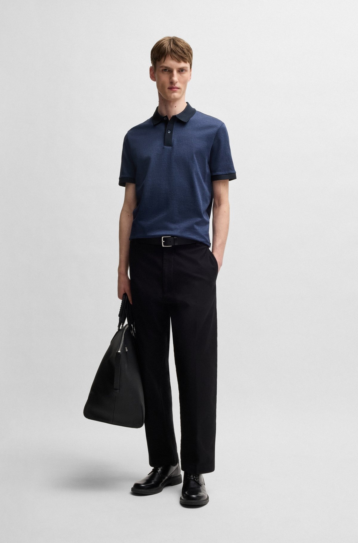 MERCERIZED-COTTON POLO SHIRT WITH MICRO PATTERN - 4