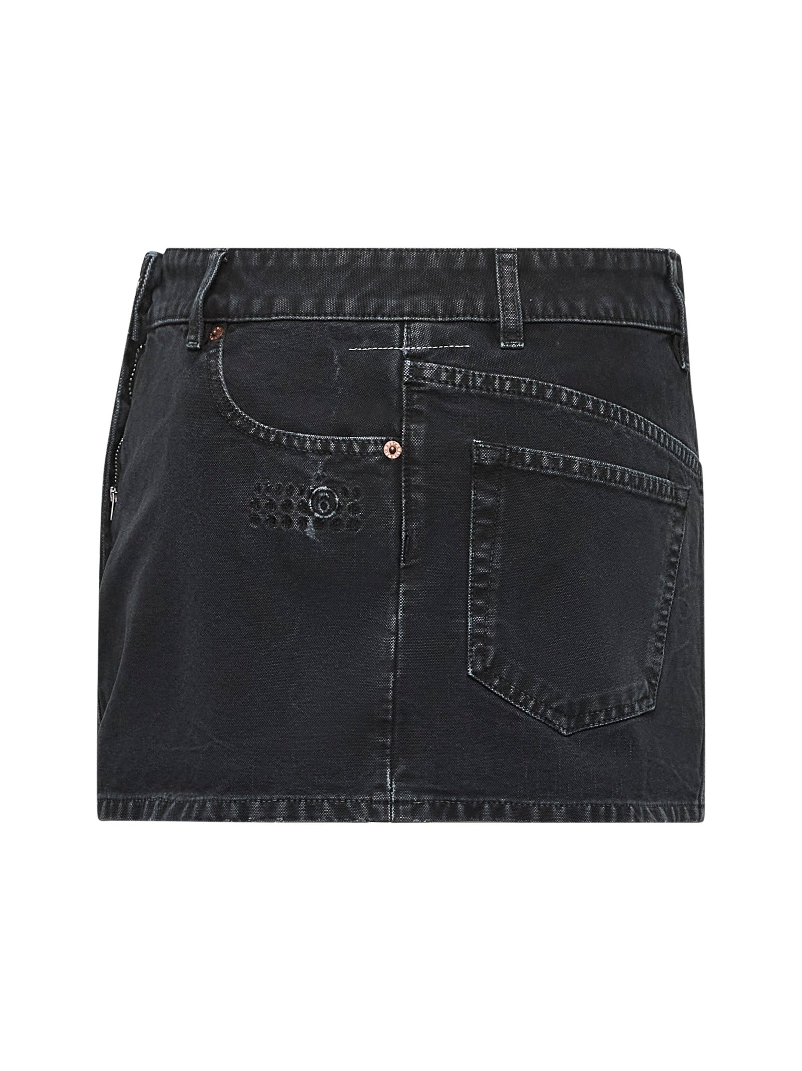 Black denim miniskirt - 2
