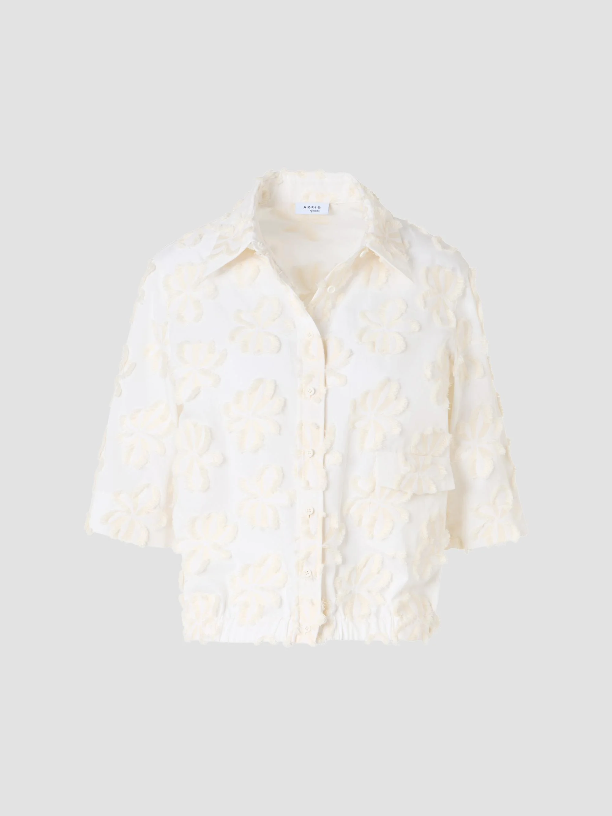 Women's Floral-Appliqué Cotton Shirt - Cream Ivory - 1