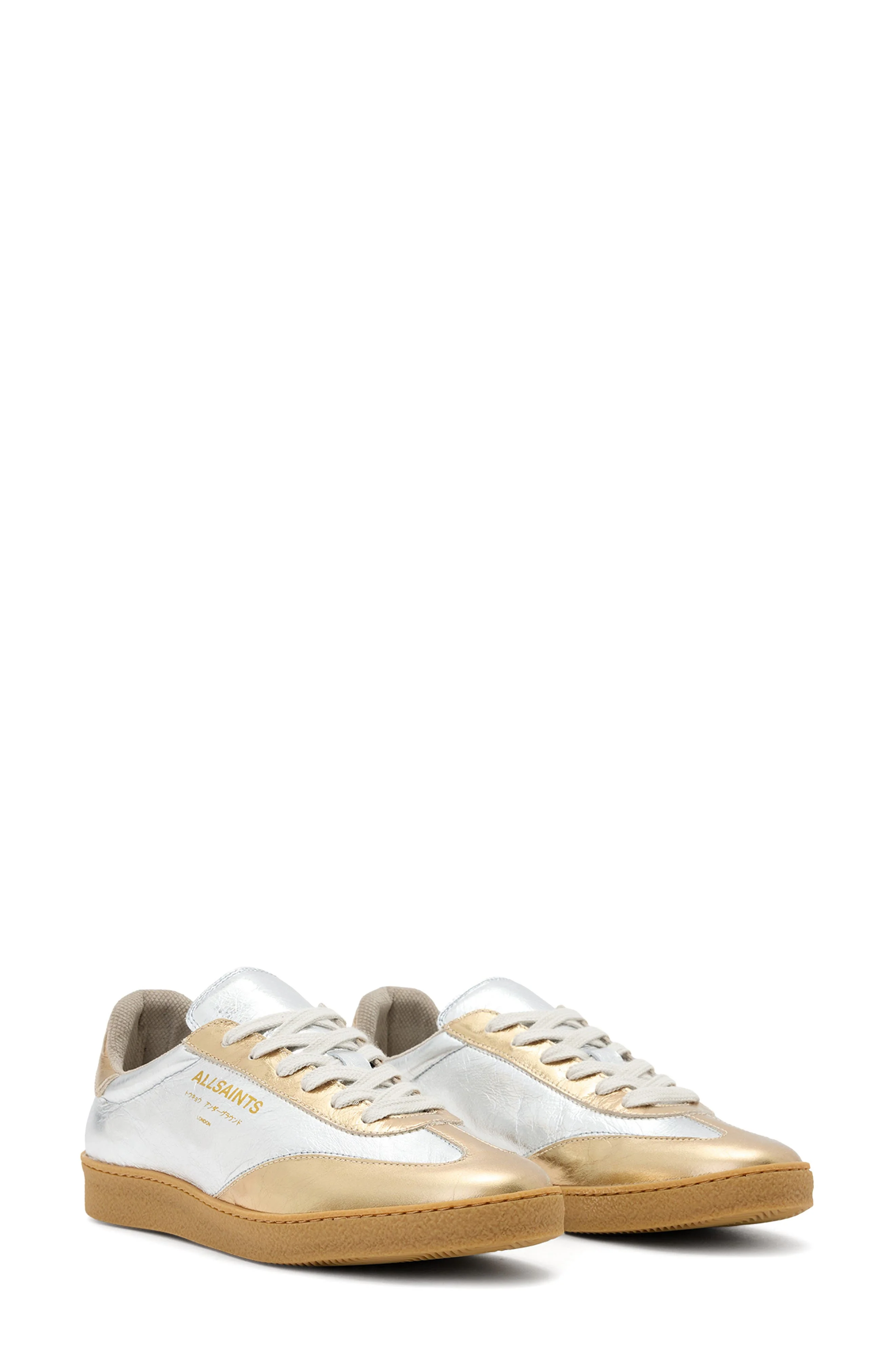 AllSaints Thelma Metallic Sneaker in Silver/Gold at Nordstrom - 1